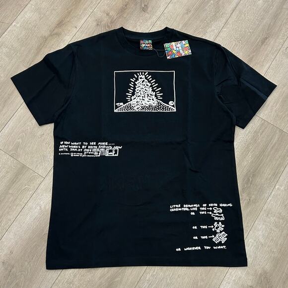 Shoe Palace Keith Haring Drawings Tee T Shirt Black Size Large L B6 - Picture 1 of 7